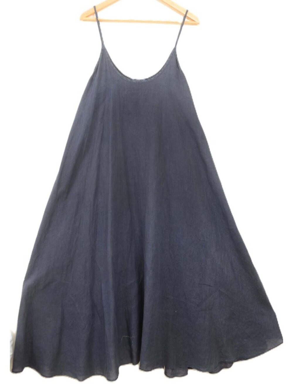 Meo Meli 100% Italian Linen Women's 1X-2X Midi Spaghetti Strap Dress A-Line